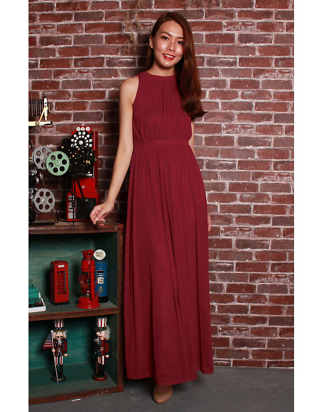 Paris Maxi Dress in Maroon